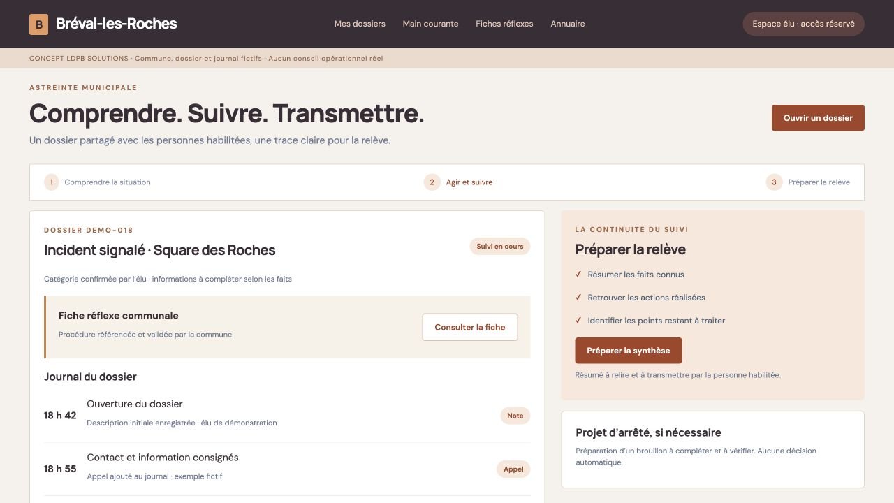 Concept de gestion d’astreinte avec journal, fiche réflexe et préparation de relève