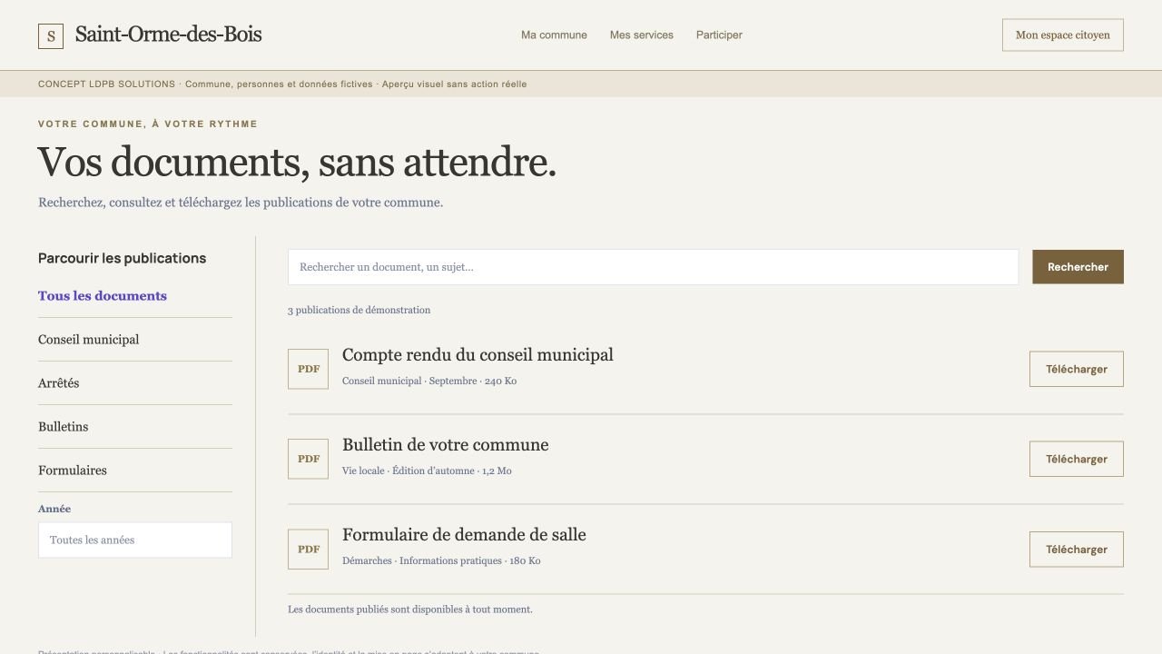 Aperçu de la bibliothèque des documents publics
