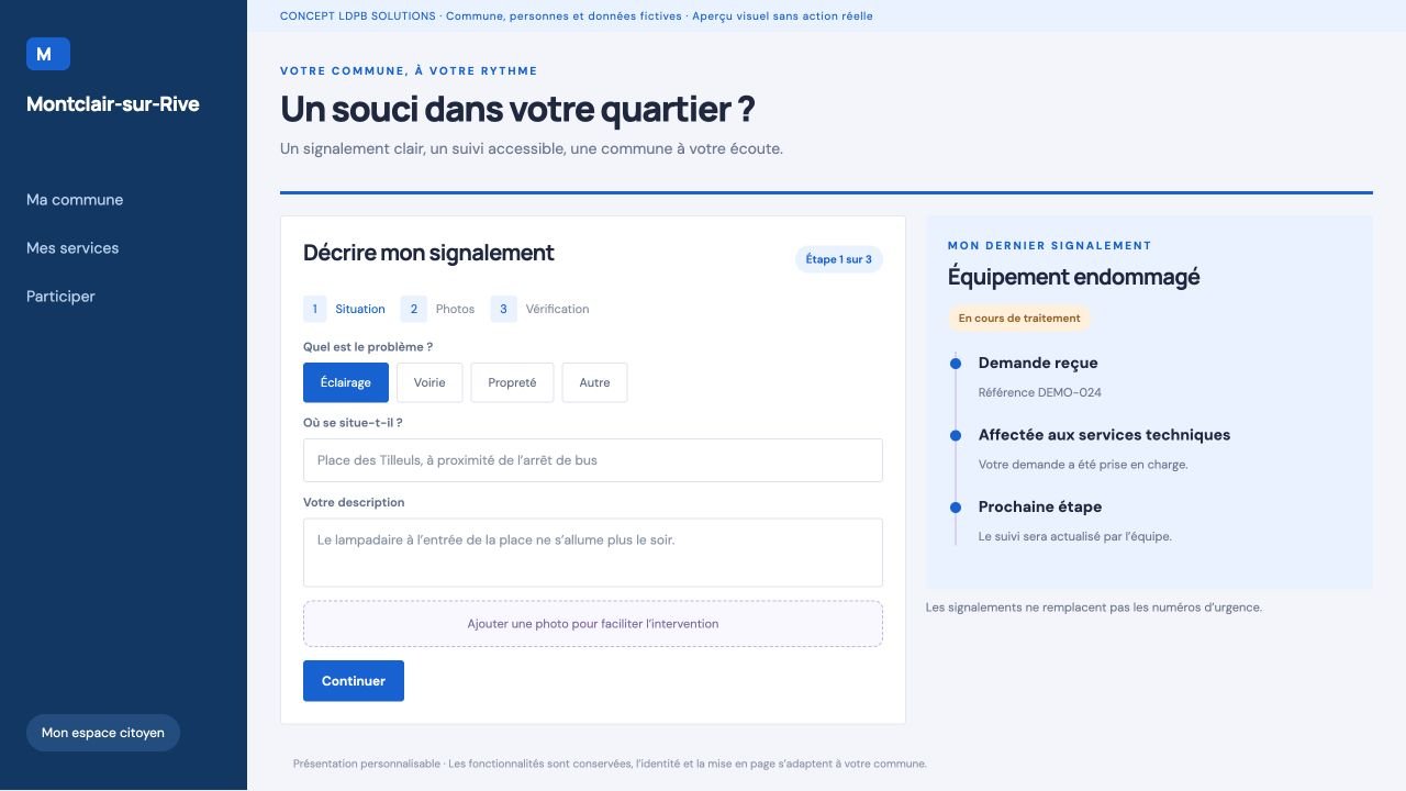 Interface de démonstration du signalement citoyen